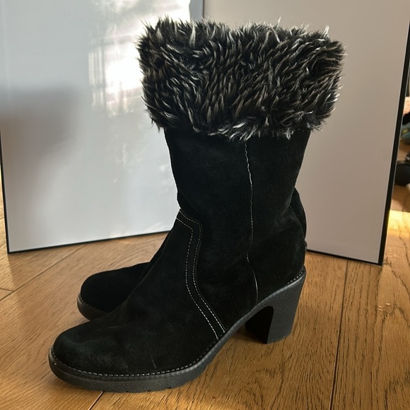 Sporto Size 8.5 Waterproof Faux-Fur Heeled Winter Boots — Black, Warm & Chic - Picture 5 of 6